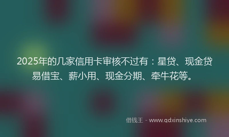 2025年的几家信用卡审核不过有：星贷、现金贷易借宝、薪小用、现金分期、牵牛花等。