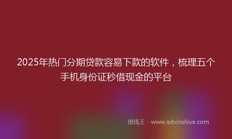 2025年热门分期贷款容易下款的软件，梳理五个手机身份证秒借现金的平台