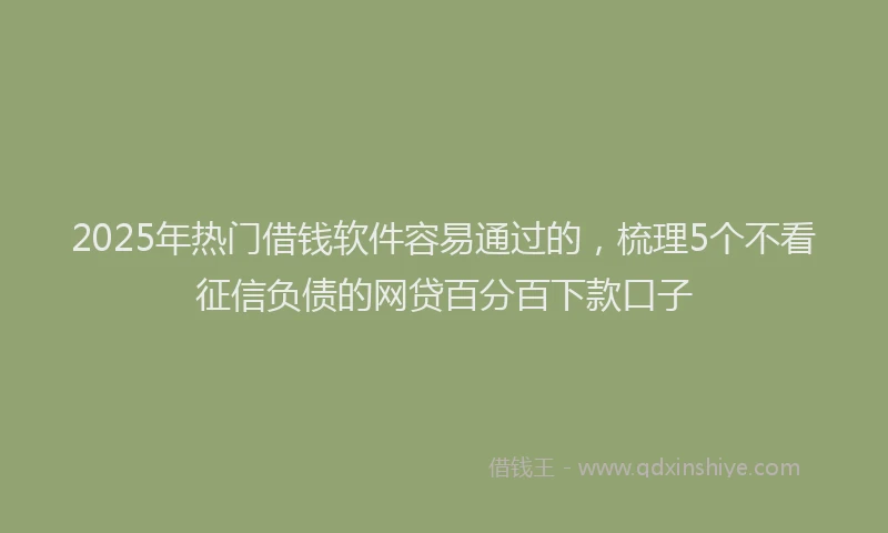 2025年热门借钱软件容易通过的，梳理5个不看征信负债的网贷百分百下款口子