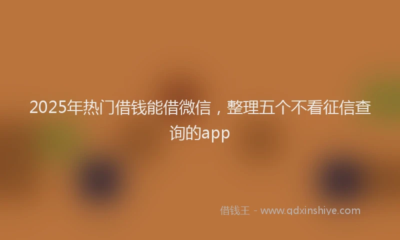 2025年热门借钱能借微信，整理五个不看征信查询的app