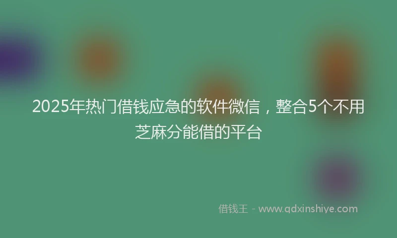 2025年热门借钱应急的软件微信，整合5个不用芝麻分能借的平台