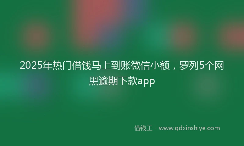2025年热门借钱马上到账微信小额，罗列5个网黑逾期下款app