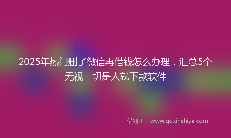 2025年热门删了微信再借钱怎么办理，汇总5个无视一切是人就下款软件