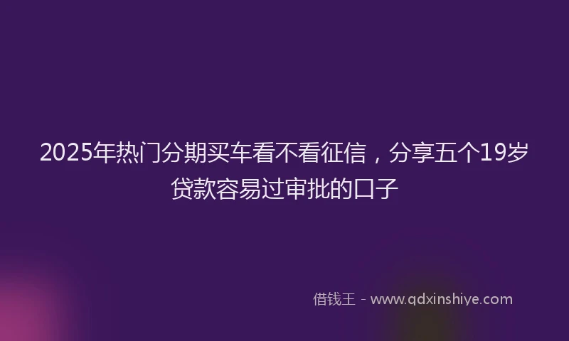 2025年热门分期买车看不看征信，分享五个19岁贷款容易过审批的口子