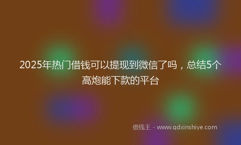 2025年热门借钱可以提现到微信了吗，总结5个高炮能下款的平台