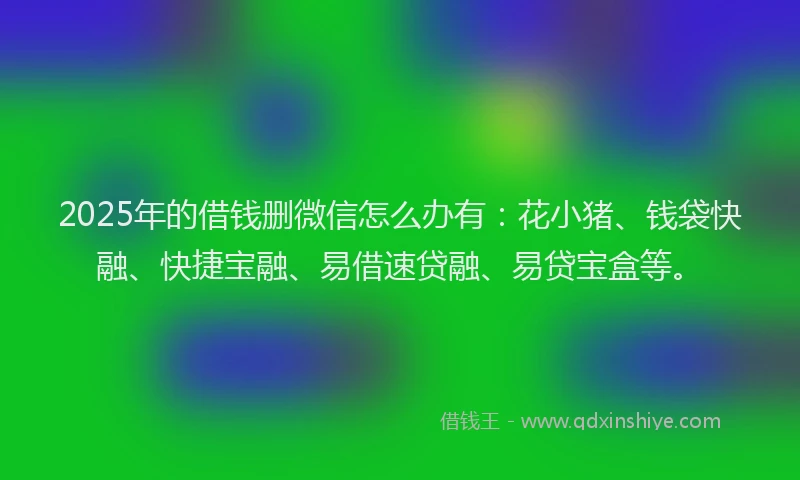 2025年的借钱删微信怎么办有：花小猪、钱袋快融、快捷宝融、易借速贷融、易贷宝盒等。
