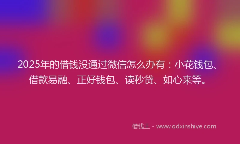 2025年的借钱没通过微信怎么办有：小花钱包、借款易融、正好钱包、读秒贷、如心来等。