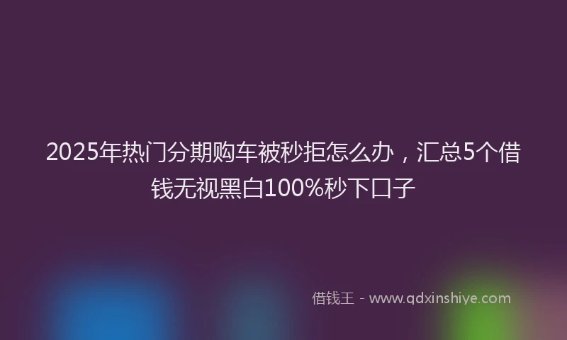 2025年热门分期购车被秒拒怎么办，汇总5个借钱无视黑白100%秒下口子