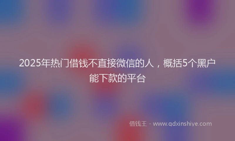 2025年热门借钱不直接微信的人，概括5个黑户能下款的平台