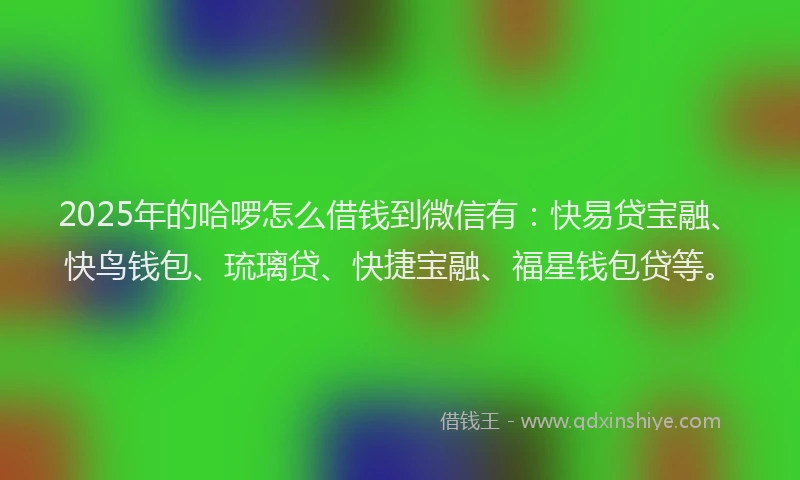 2025年的哈啰怎么借钱到微信有：快易贷宝融、快鸟钱包、琉璃贷、快捷宝融、福星钱包贷等。