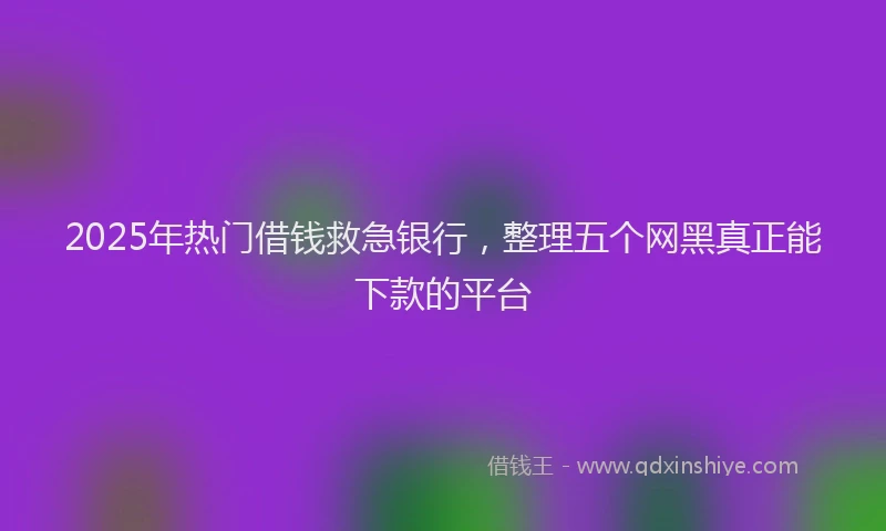 2025年热门借钱救急银行，整理五个网黑真正能下款的平台