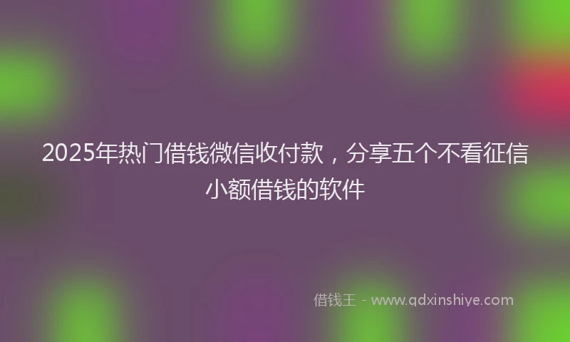 2025年热门借钱微信收付款，分享五个不看征信小额借钱的软件
