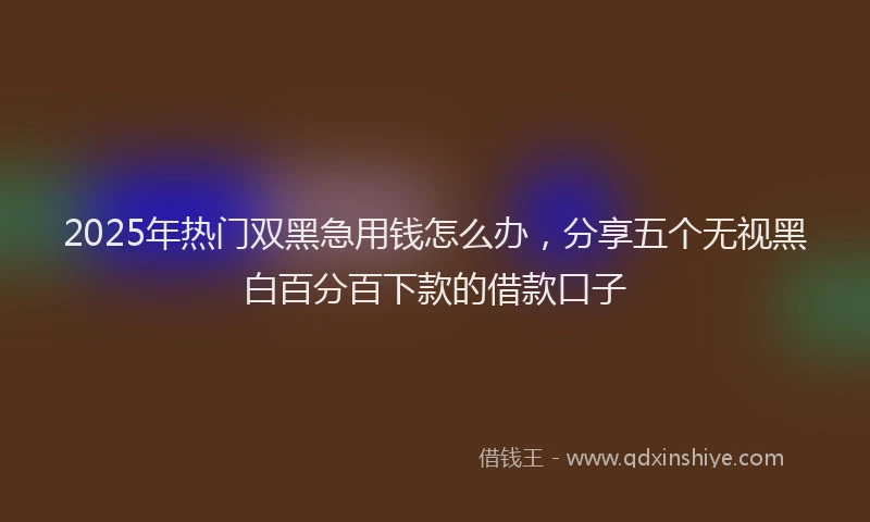 2025年热门双黑急用钱怎么办，分享五个无视黑白百分百下款的借款口子