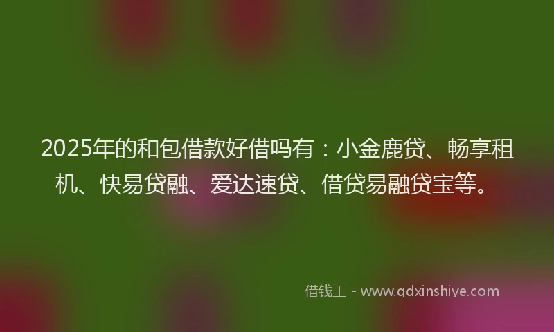 2025年的和包借款好借吗有：小金鹿贷、畅享租机、快易贷融、爱达速贷、借贷易融贷宝等。