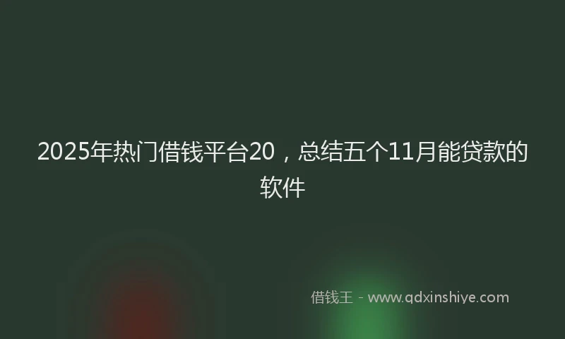 2025年热门借钱平台20，总结五个11月能贷款的软件