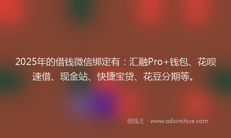 2025年的借钱微信绑定有：汇融Pro+钱包、花呗速借、现金站、快捷宝贷、花豆分期等。