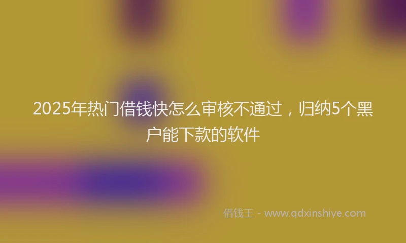 2025年热门借钱快怎么审核不通过，归纳5个黑户能下款的软件