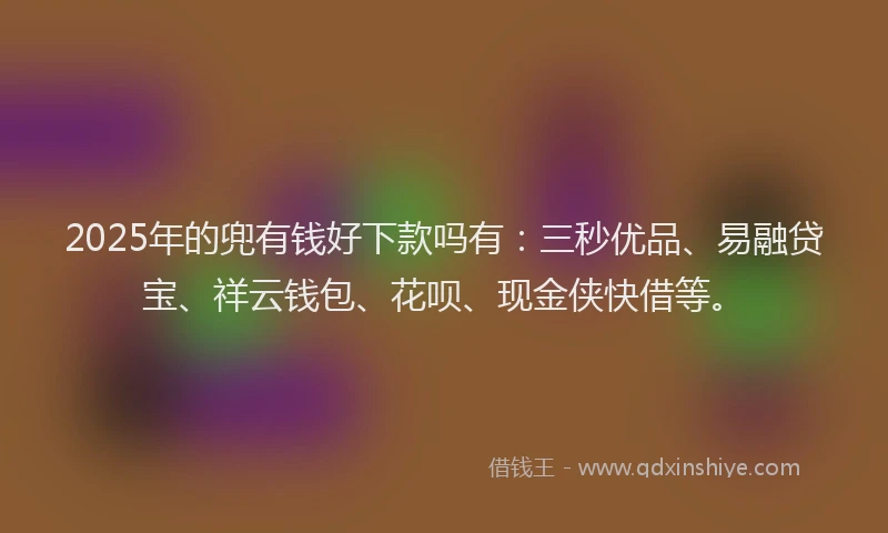 2025年的兜有钱好下款吗有：三秒优品、易融贷宝、祥云钱包、花呗、现金侠快借等。