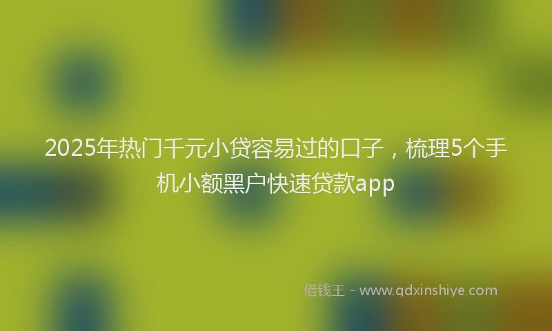 2025年热门千元小贷容易过的口子，梳理5个手机小额黑户快速贷款app