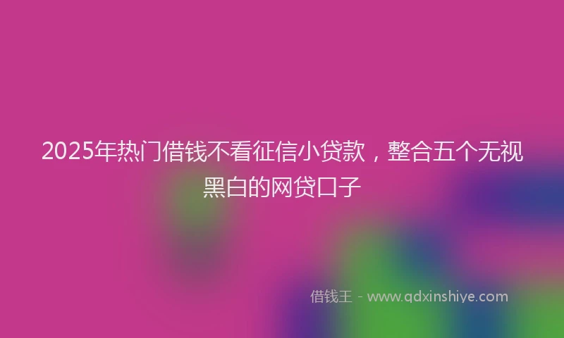 2025年热门借钱不看征信小贷款，整合五个无视黑白的网贷口子