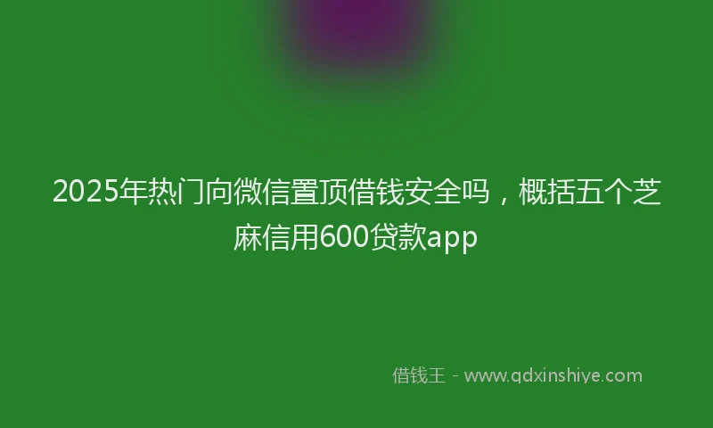 2025年热门向微信置顶借钱安全吗，概括五个芝麻信用600贷款app