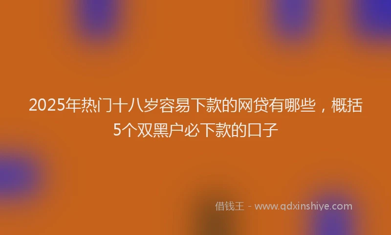 2025年热门十八岁容易下款的网贷有哪些，概括5个双黑户必下款的口子
