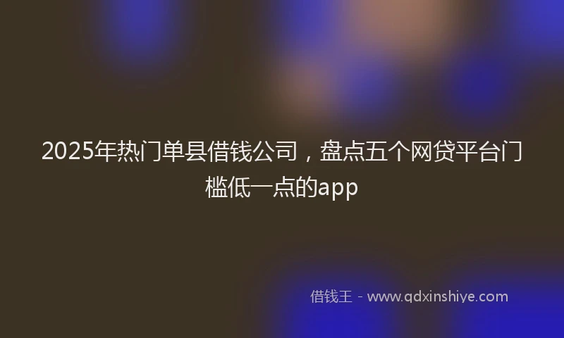 2025年热门单县借钱公司，盘点五个网贷平台门槛低一点的app