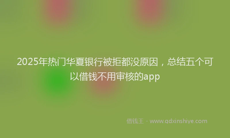 2025年热门华夏银行被拒都没原因，总结五个可以借钱不用审核的app