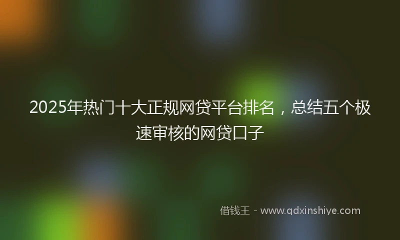 2025年热门十大正规网贷平台排名，总结五个极速审核的网贷口子