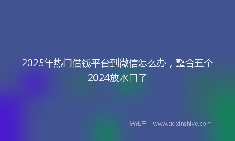 2025年热门借钱平台到微信怎么办，整合五个2024放水口子