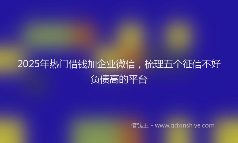 2025年热门借钱加企业微信，梳理五个征信不好负债高的平台