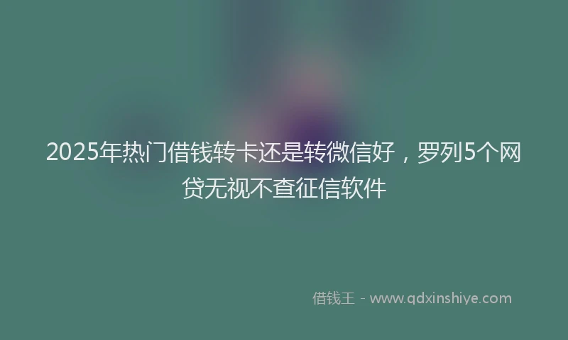 2025年热门借钱转卡还是转微信好，罗列5个网贷无视不查征信软件