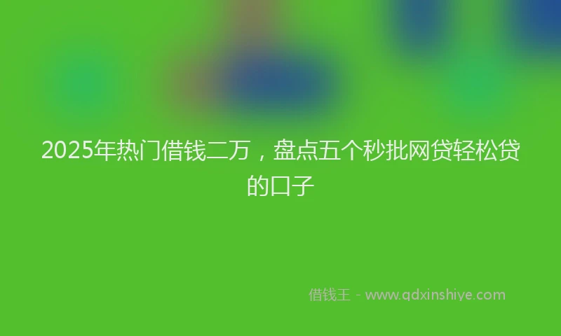 2025年热门借钱二万，盘点五个秒批网贷轻松贷的口子