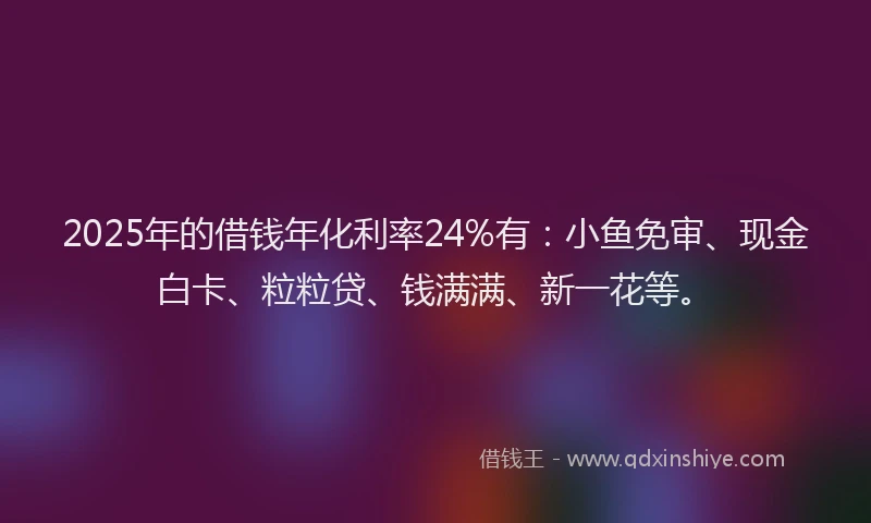 2025年的借钱年化利率24%有：小鱼免审、现金白卡、粒粒贷、钱满满、新一花等。
