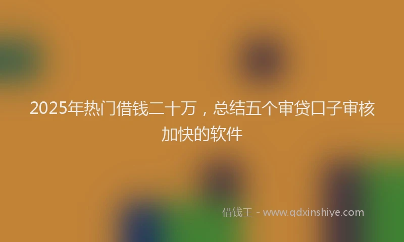 2025年热门借钱二十万，总结五个审贷口子审核加快的软件