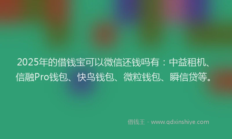 2025年的借钱宝可以微信还钱吗有：中益租机、信融Pro钱包、快鸟钱包、微粒钱包、瞬信贷等。