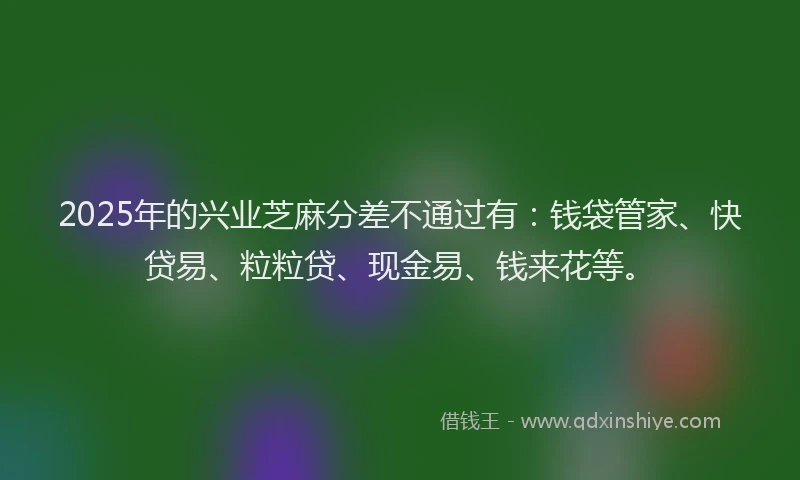 2025年的兴业芝麻分差不通过有：钱袋管家、快贷易、粒粒贷、现金易、钱来花等。