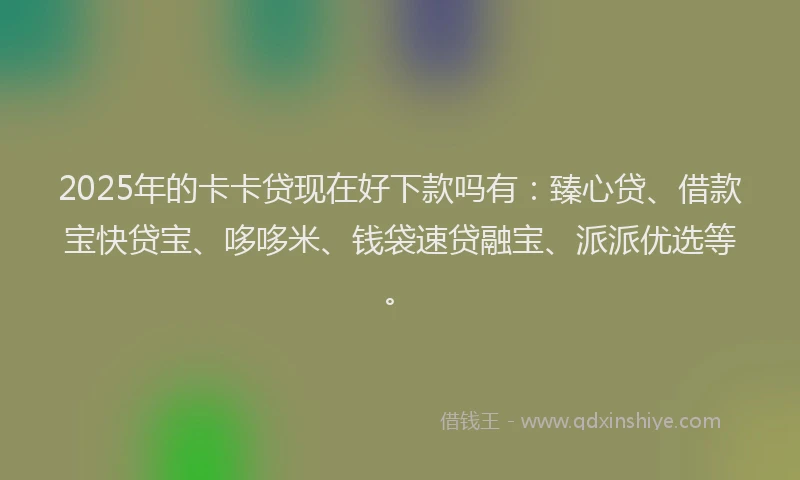 2025年的卡卡贷现在好下款吗有：臻心贷、借款宝快贷宝、哆哆米、钱袋速贷融宝、派派优选等。
