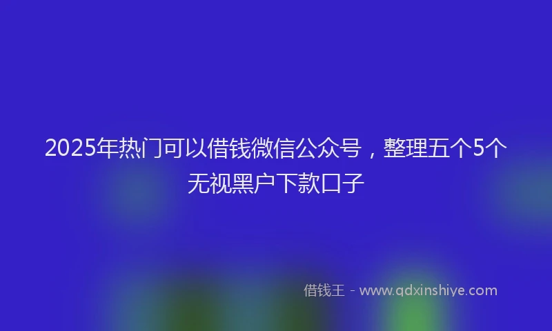2025年热门可以借钱微信公众号，整理五个5个无视黑户下款口子