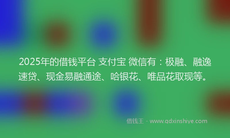 2025年的借钱平台 支付宝 微信有：极融、融逸速贷、现金易融通途、哈银花、唯品花取现等。