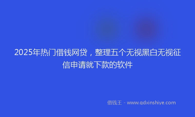 2025年热门借钱网贷，整理五个无视黑白无视征信申请就下款的软件