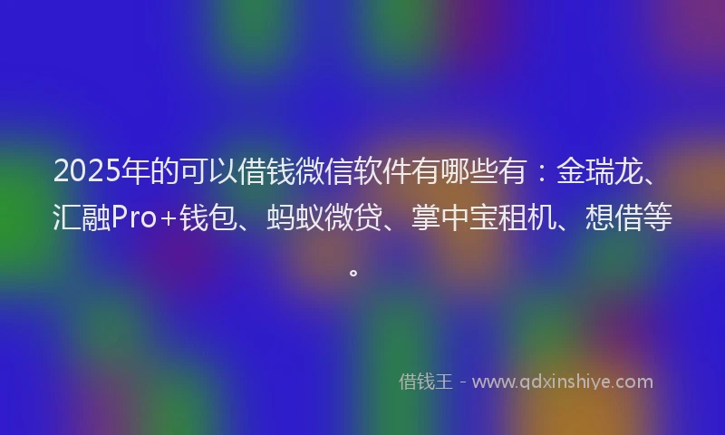 2025年的可以借钱微信软件有哪些有：金瑞龙、汇融Pro+钱包、蚂蚁微贷、掌中宝租机、想借等。