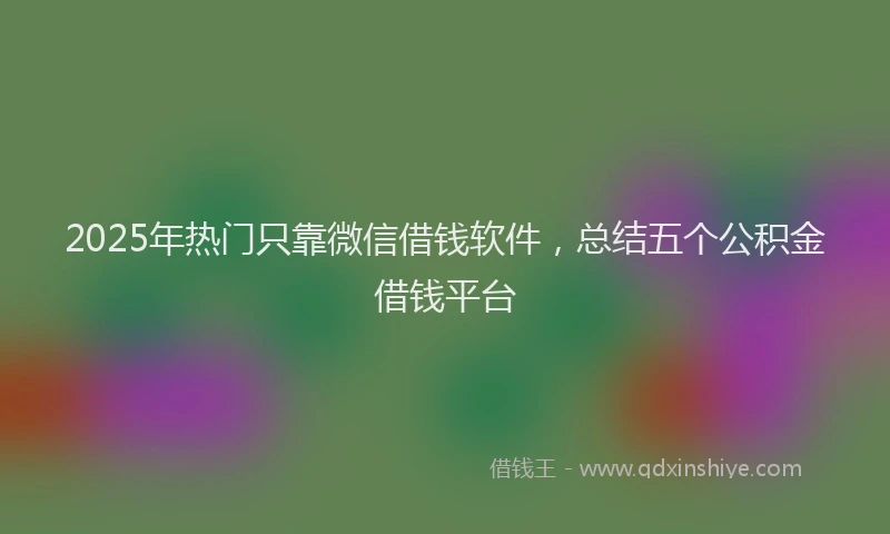 2025年热门只靠微信借钱软件，总结五个公积金借钱平台