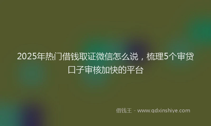 2025年热门借钱取证微信怎么说，梳理5个审贷口子审核加快的平台