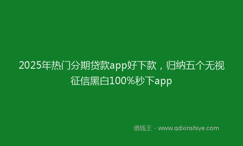 2025年热门分期贷款app好下款，归纳五个无视征信黑白100%秒下app