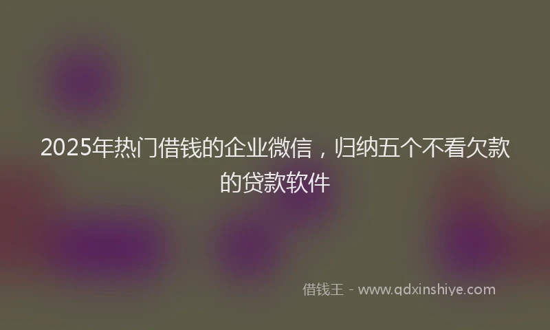2025年热门借钱的企业微信，归纳五个不看欠款的贷款软件