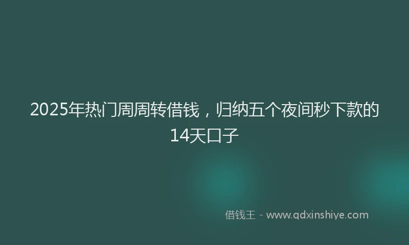 2025年热门周周转借钱，归纳五个夜间秒下款的14天口子