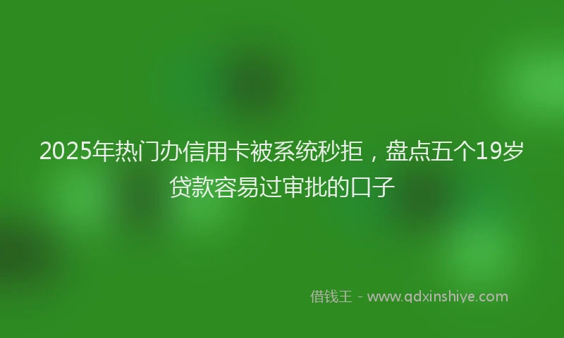 2025年热门办信用卡被系统秒拒，盘点五个19岁贷款容易过审批的口子