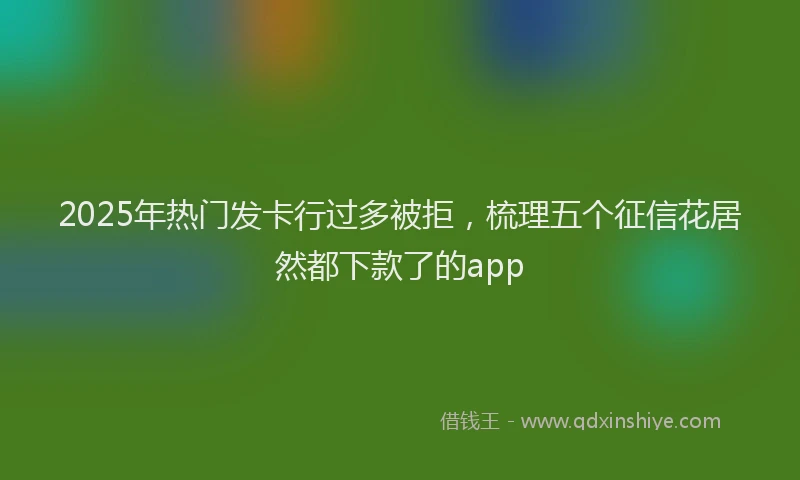 2025年热门发卡行过多被拒，梳理五个征信花居然都下款了的app