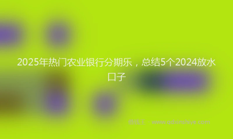 2025年热门农业银行分期乐，总结5个2024放水口子